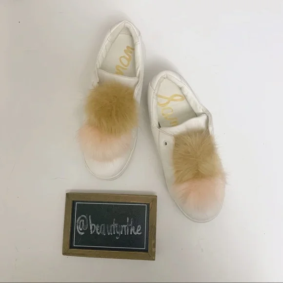 Sam Edelman faux fur pom pom sneakers - Picture 1 of 9